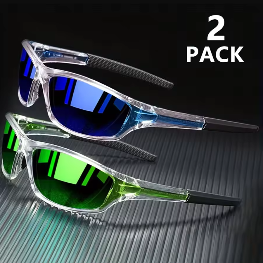 2 paires de lunettes de soleil de sport pour hommes, légères, Vision nocturne, nuances masculines, cyclisme, conduite, pêche, miroir de mode