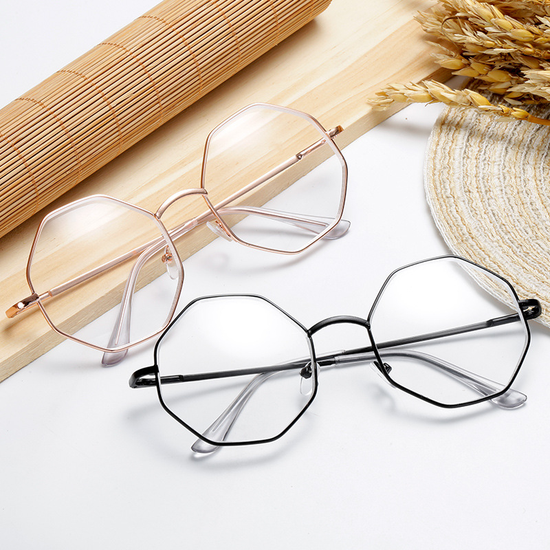 Lunettes plates à monture métallique pour femmes, verres ronds et transparents
