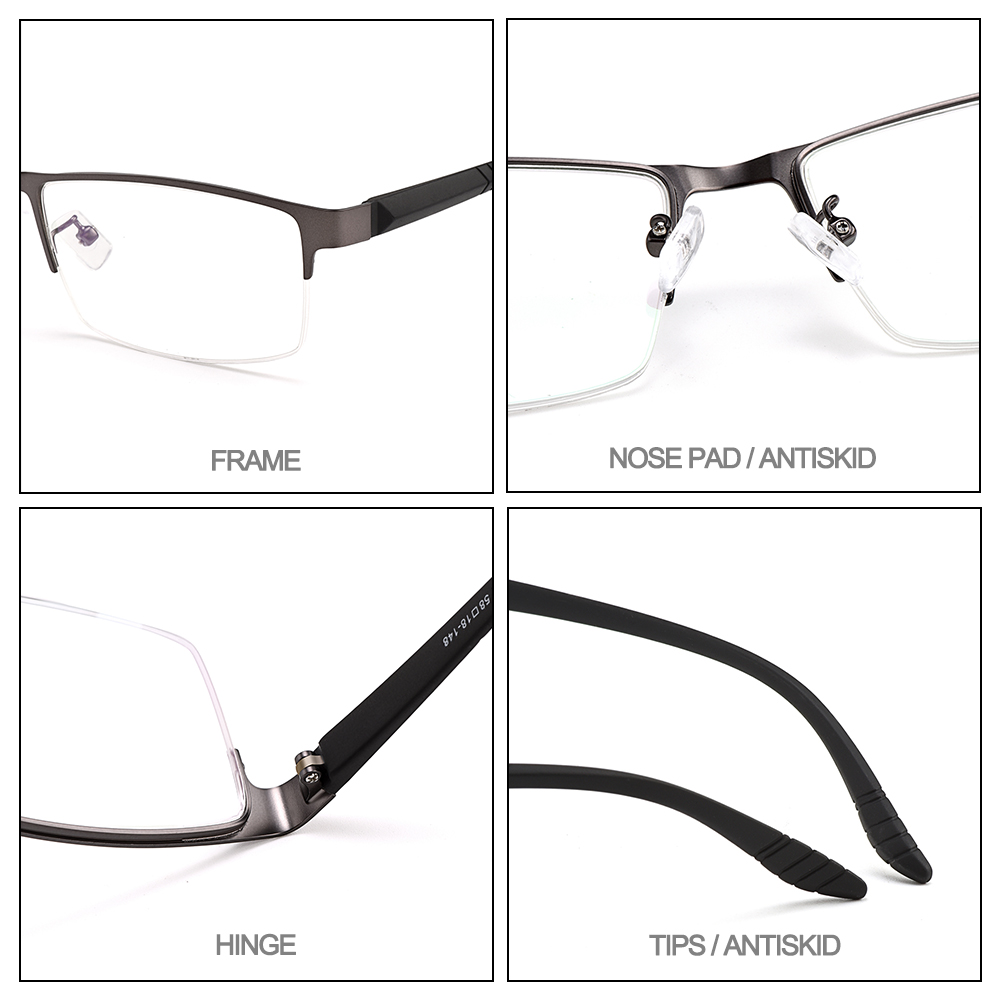 Hommes d'affaires Semi sans cadre en alliage de titane montures de lunettes grand visage adapté S61012 lunettes classiques pour hommes cadre optique