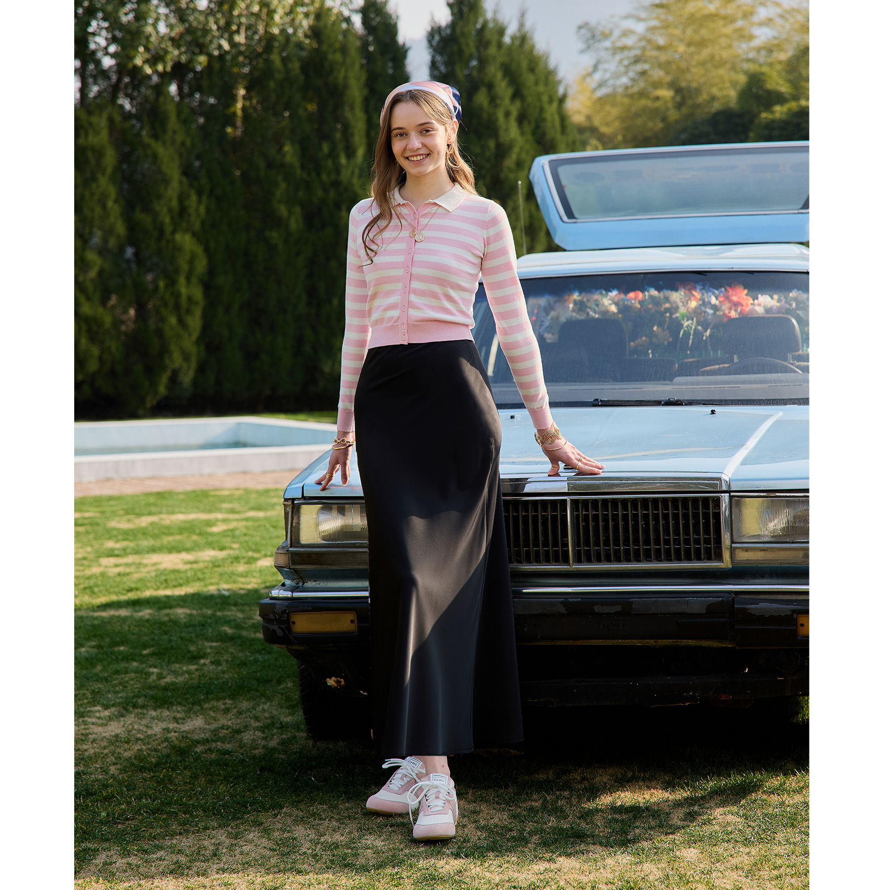 Jupe en satin pour femme AP 2026, printemps et été, couleur unie, haute qualité