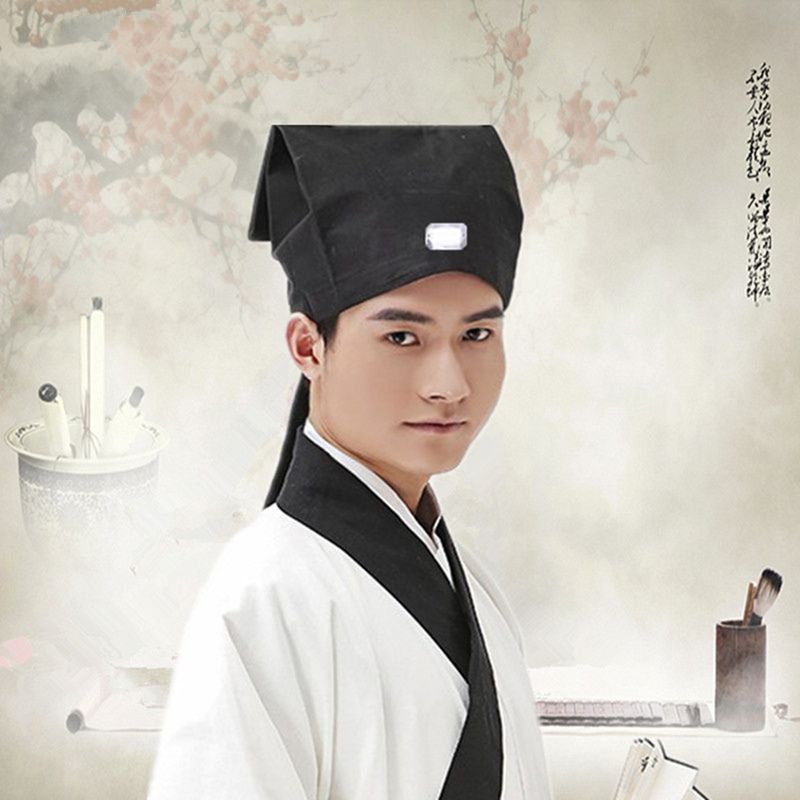 Chapeau Hanfu traditionnel chinois des Prairies pour hommes et enfants, couvre-chef noir, couvre-chef masculin vintage, serviette confucéenne, cosplay, enseignant