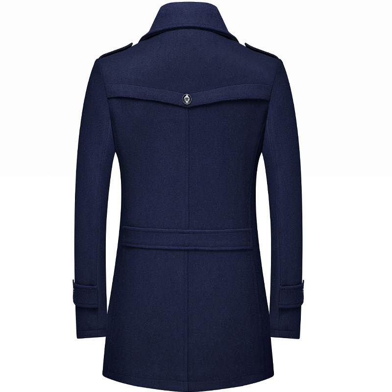 Manteaux en laine pour hommes d'hiver mode épaissir mi-long Trench solide col rabattu vêtements d'extérieur chauds affaires décontracté manteau en laine hommes