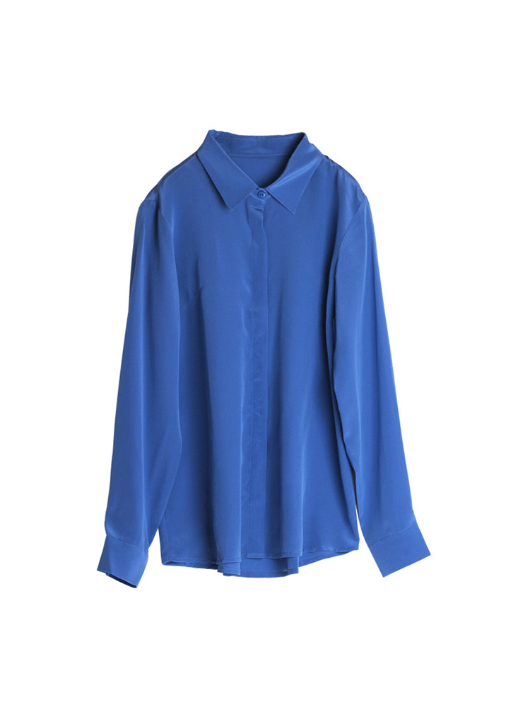 Suyarepll-Chemisier à manches longues pour femme, chemise monochrome, chemise chic de bureau, bleu et noir, injShirt, 100% pansement, automne et hiver 2021