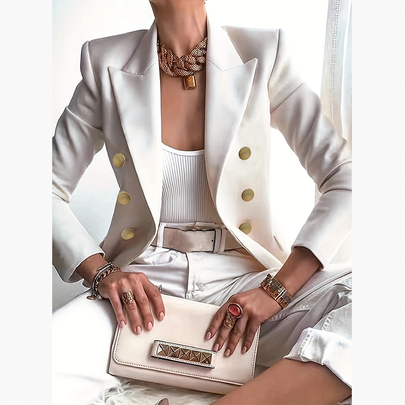 Blazer élégant pour femmes, couleur unie, tendance, adapté à un usage quotidien décontracté et professionnel