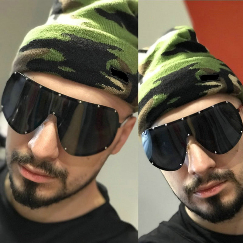 Lunettes de soleil surdimensionnées polarisées pour hommes et femmes, style bouclier grand format