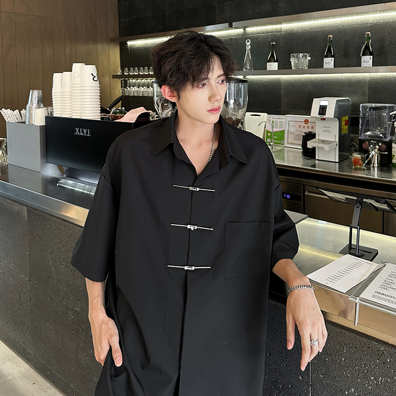 Chemise Chic à Manches Courtes pour Homme, Vêtement à Revers, Style Coréen, Mode, Été, Streetwear, Décontracté