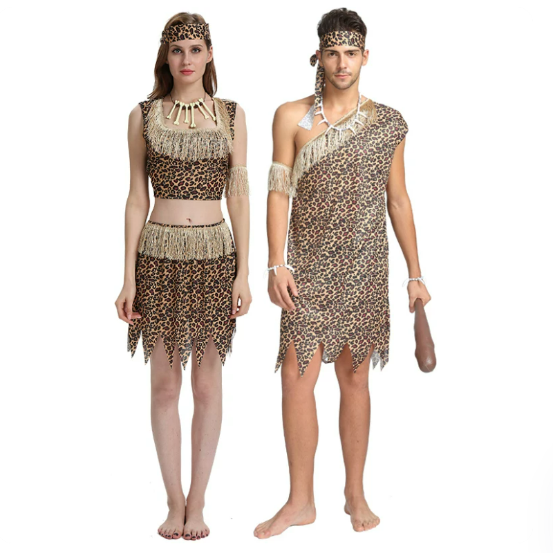 Savage Royalty Cosplay Costume pour adultes, Costume de chasseur d'Halloween, Vêtements pour couples primitifs, Carnaval, Cadeau d'anniversaire, ix