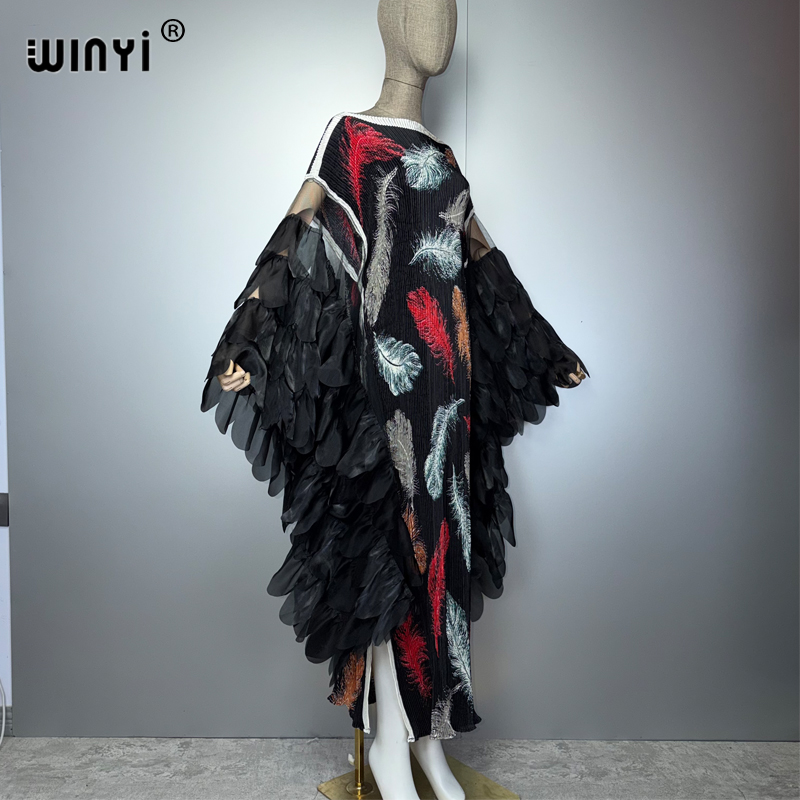 Robe plissée élastique WINYI, tenue de plage, kaftan, abaya, robe de soirée de luxe Dubaï, robe longue pour femme musulmane