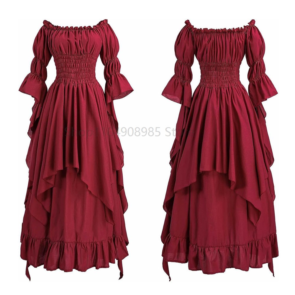 Robe de sorcière gothique pour femmes, Costume de la Renaissance médiévale, robe victorienne à épaules dénudées, Sexy pour fête d'halloween