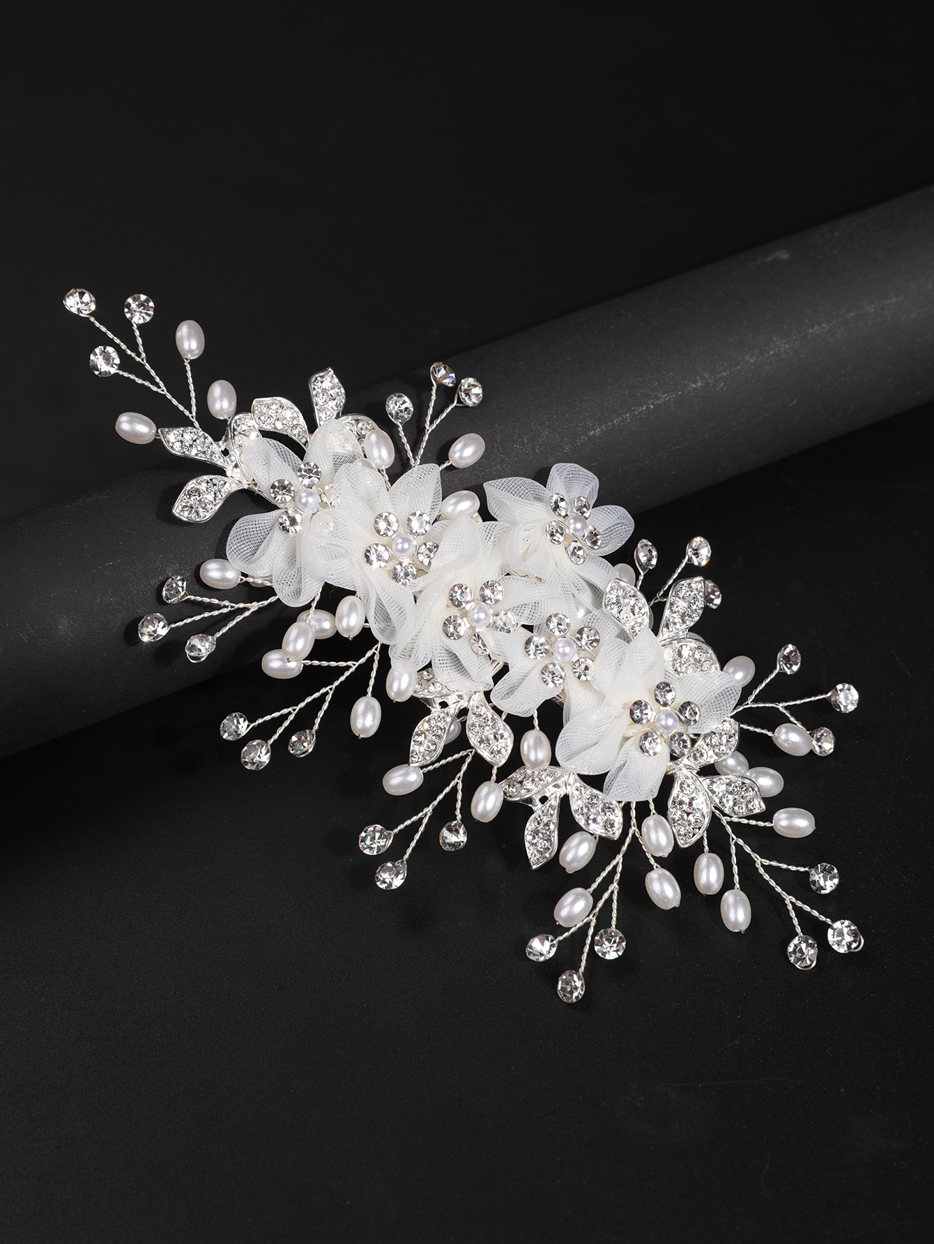 Nouveau style de coiffe en gaze florale féerique style forêt, accessoire de cheveux de mariage coréen avec fleurs de perles, épingle à cheveux