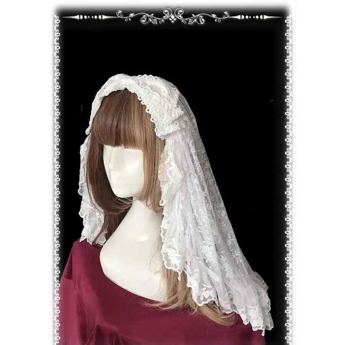 Infanta-Gothic Black Lolita Veil, Longueur du coude, Maille, 2 couches