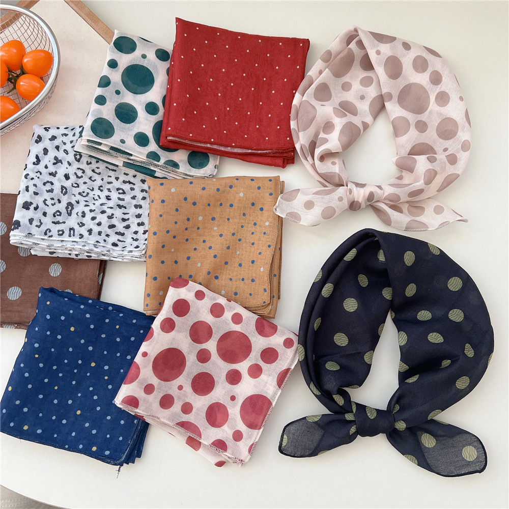Coton lin 58cm écharpe carrée femmes foulard fleur imprimé géométrique foulard foulards bandeau Bandanas bandeau bandeaux