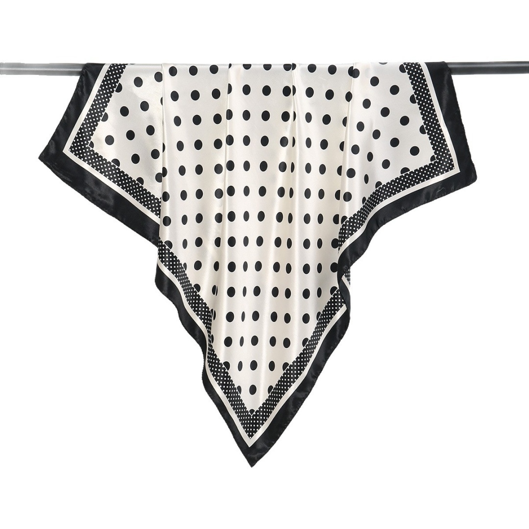 Foulard carré en satin à pois pour femmes, bandanas en satin, foulards de cou, couvre-chef en soie pour cheveux