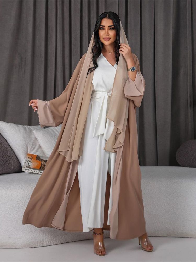 Abaya-Kimono Musulman Blanc pour Femme, Robe Longue, Kaftan, Islam Arabe, Jalabiya, Dubaï, Turquie, Ramadan