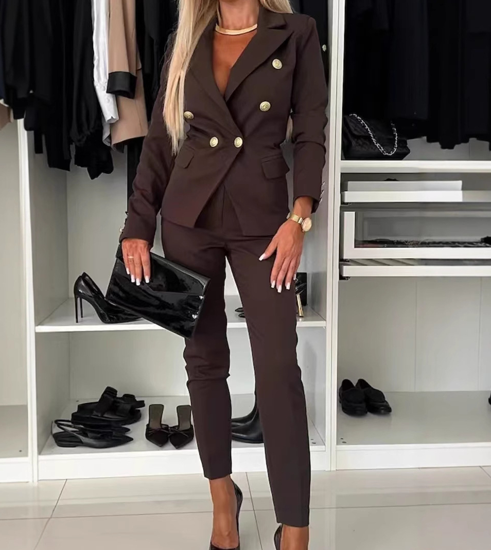 Ensemble deux pièces pour femme, tenue de printemps, couleur unie, manteau Blazer de tempérament polyvalent et pantalon à la mode, Design de poche décontracté, 2025