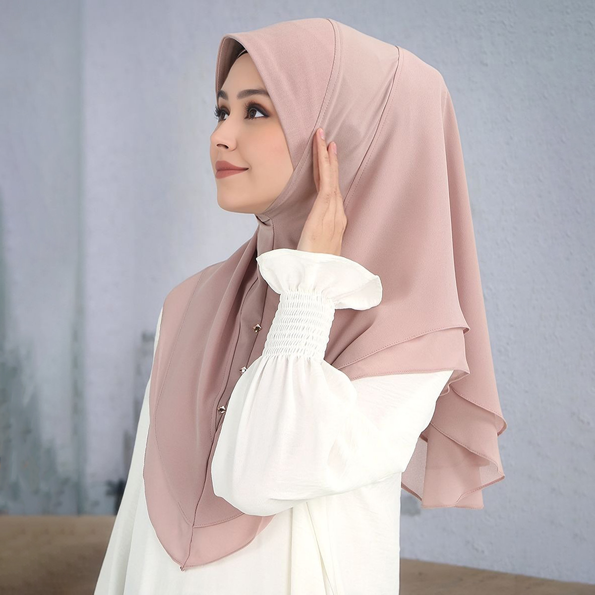 Musulman instantané Hijab en mousseline de soie femmes Double couche châle foulard enveloppement Amira chimio casquette islamique écharpe couverture Turban bandeau