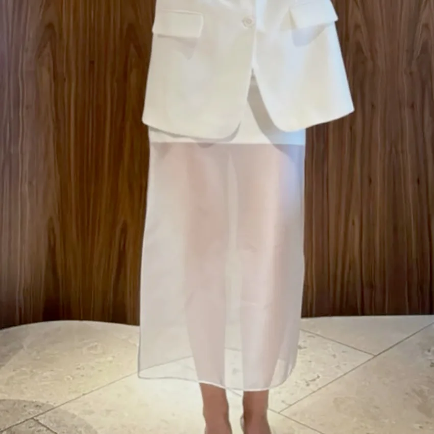 Femmes mode voir à travers taille haute jupe longue nouvel été Sexy jupe droite bureau déplacements décontracté épissure dame jupes