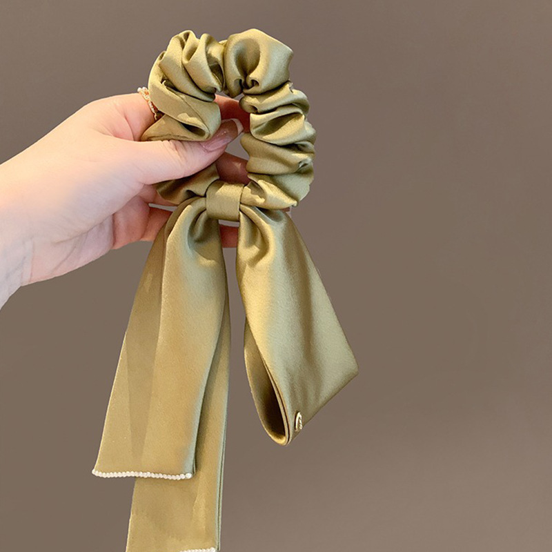 1 élastique à cheveux en ruban satiné, élastique à cheveux élégant pour femmes, accessoire pour nouer des chignons bas