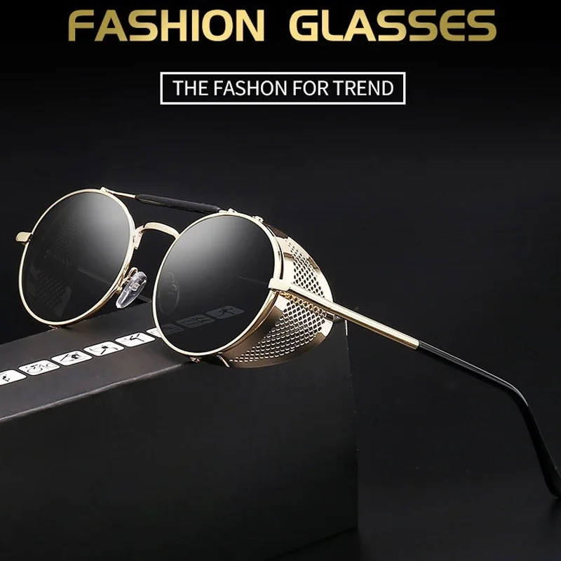 Lunettes De soleil rondes rétro en métal Steampunk pour hommes et femmes, tendance, marque De styliste, Vintage, Oculos De Sol, Protection UV