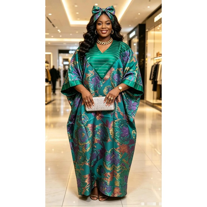 Tenue africaine pour femmes, abaya brodée, grande taille, robe élégante pour fêtes et églises