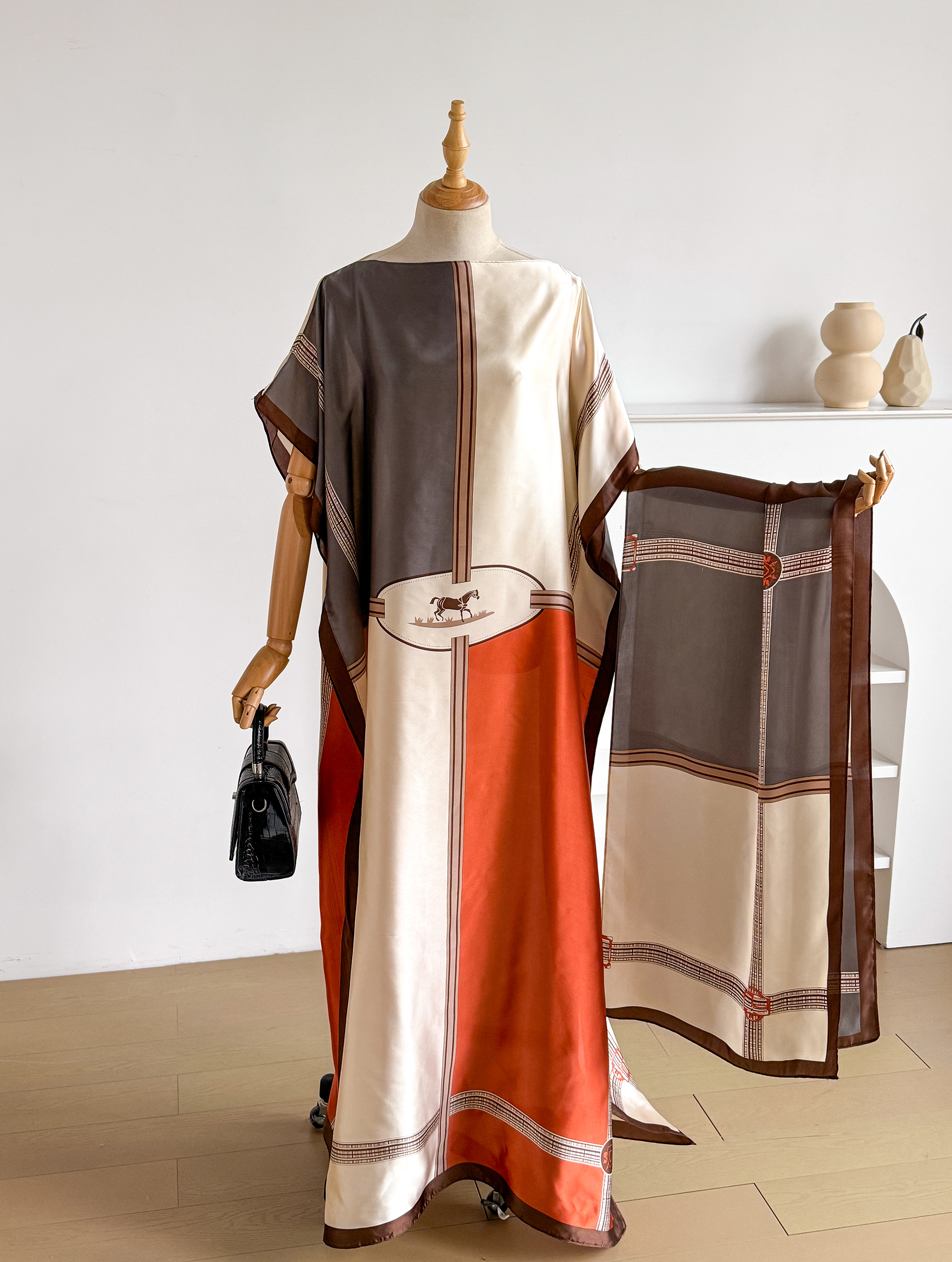 Nouvelle Robe Kaftan d'été pour Femme avec Grande Écharpe, Abaya Ample, Robe Décontractée Imprimée, Style Africain, Dubaï, Turquie