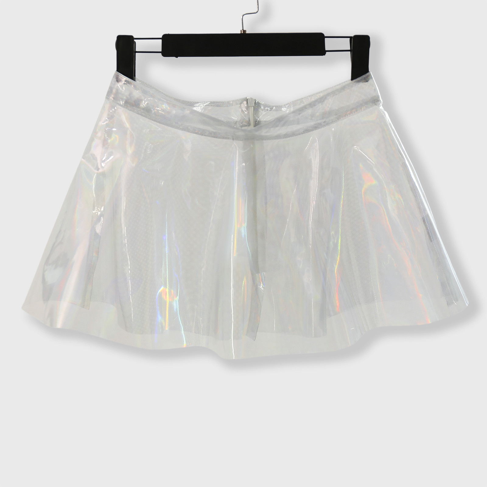 Jupe Ultra-mini transparente brillante pour femmes, Sexy, tenue de soirée, Clubwear, taille haute, irisée, transparente, plissée, ligne A, Y2k