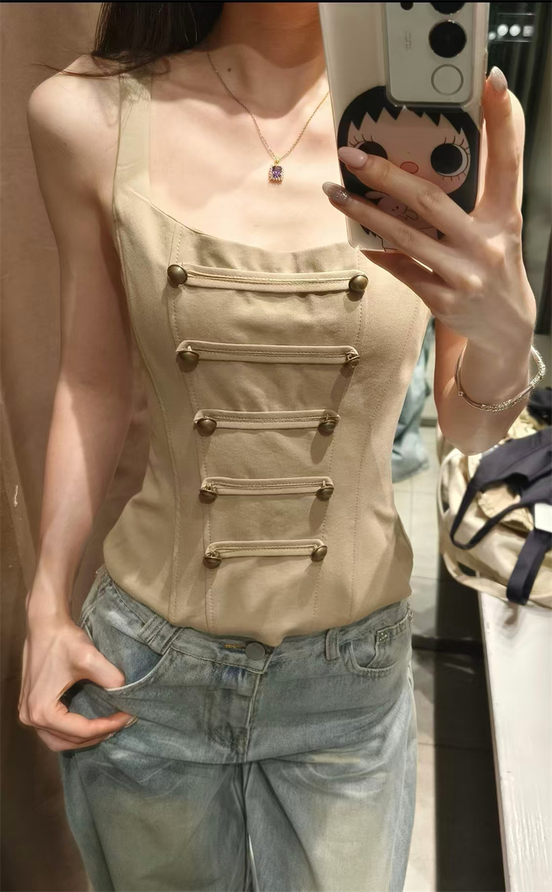 Guobioziy 2026 Nouveau débardeur d'été pour femme, couleur unie, avec manchettes décoratives, coupe ajustée, idéal pour la plage et les vacances, style sexy et tendance