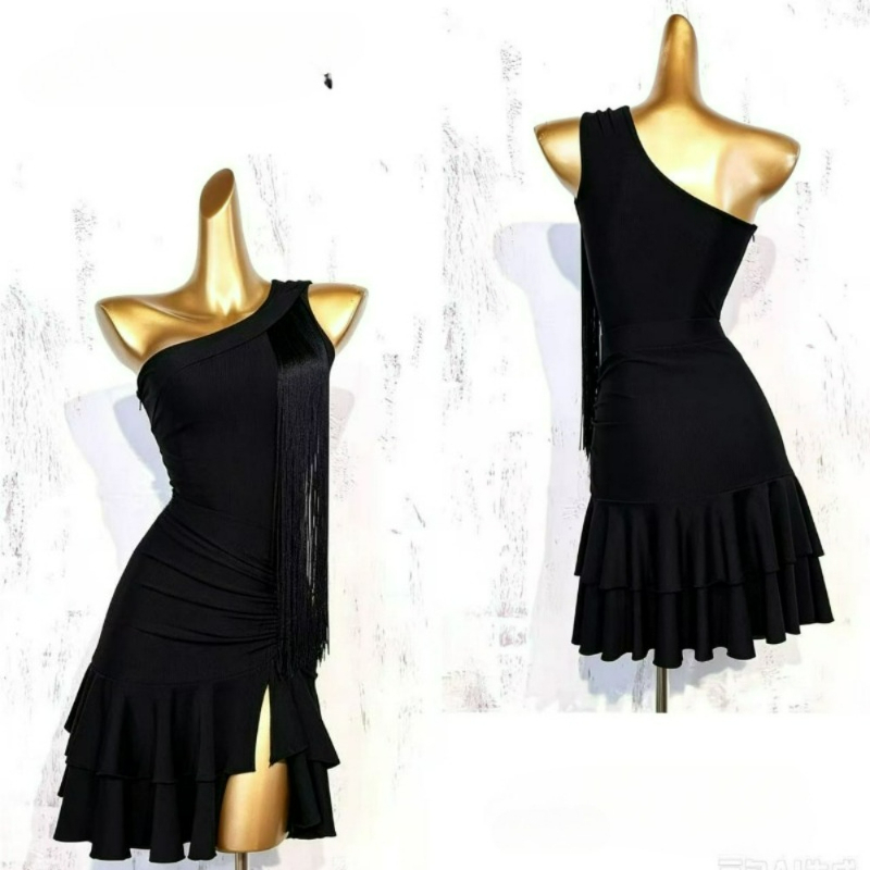 Robe de danse latine pour femmes adultes, jupe à épaules dénudées, Samba, Rumba, Salsa, entraînement de danse, design unique, costume de scène