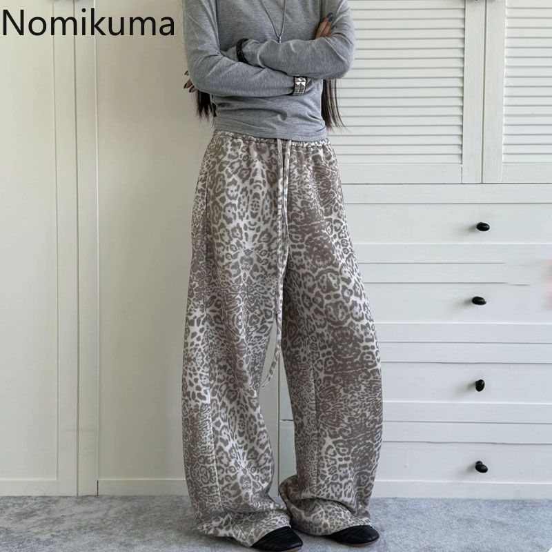 Pantalon large streetwear pour femme, pantalon femme Y2k, pantalon 20256, nouveaux bas, taille haute, décontracté, tendance, pantalon léopard
