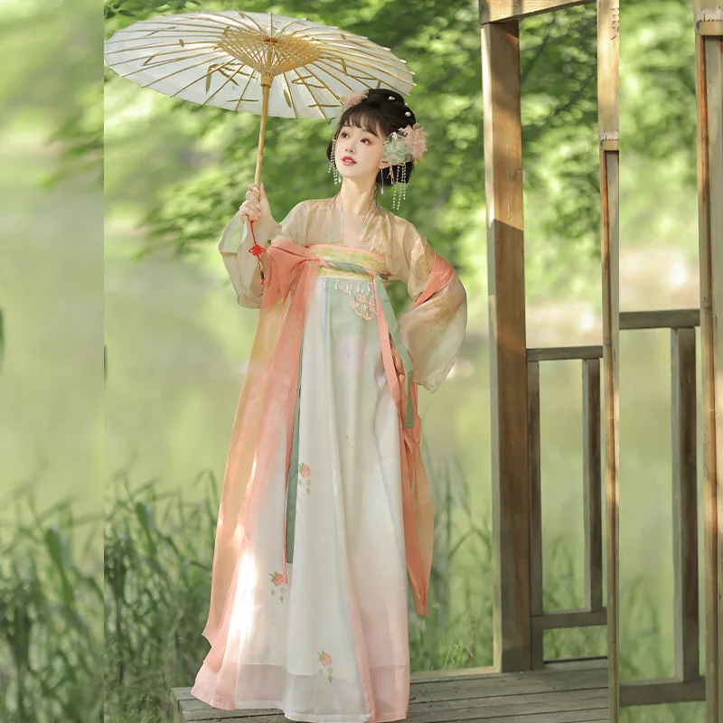 Costume ancien Hanfu traditionnel chinois pour femmes, robe de princesse de la dynastie Han, jupe élégante de danse de la dynastie Tang, 2025