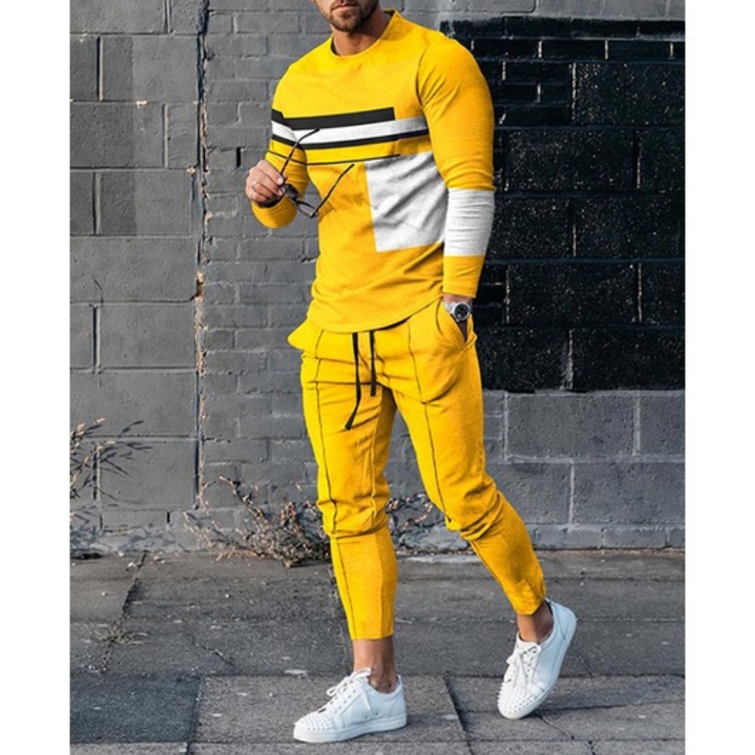 Ensemble de vêtements pour hommes, t-shirt à manches longues + pantalon, survêtement décontracté, costume 2 pièces, vêtements de sport pour printemps, Streetwear surdimensionné