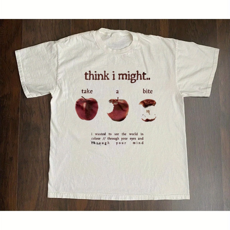 T-shirt à motif style streetwear pour hommes Beabadoobee, I May Bite 'Apple&Applebee Four Seasons Casual T-shirt'