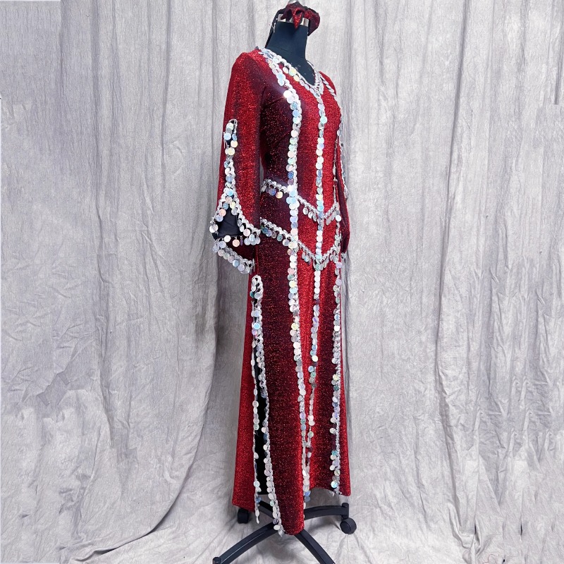 Costumes de danse du ventre personnalisés, vêtements d'entraînement, Robes folkloriques, groupe Shabby Saidi Balady, Robe longue, accessoires à paillettes