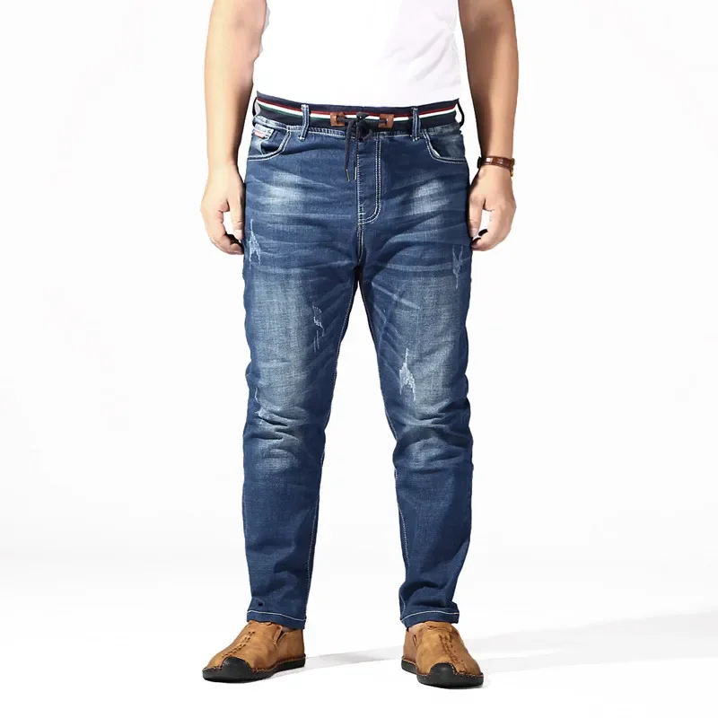 Jean Extra Large en détresse pour hommes pantalon en Denim extensible 6XL 7XL 8XL grande taille pantalon déchiré pour hommes 160KG Jean élastique masculin