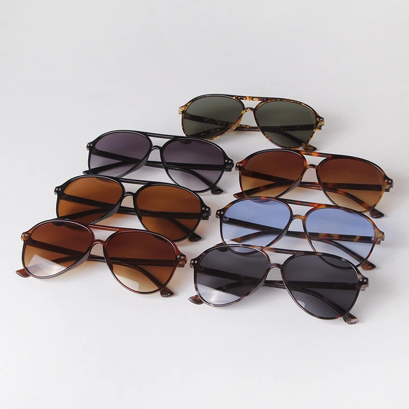 Nouvelles Lunettes de Soleil Aviateur Chic pour Femme et Homme, Design de Marque 2026, Verres Dégradés Bleus, Monture Écaille de Tortue, Lunettes de Soleil Rétro pour Femme