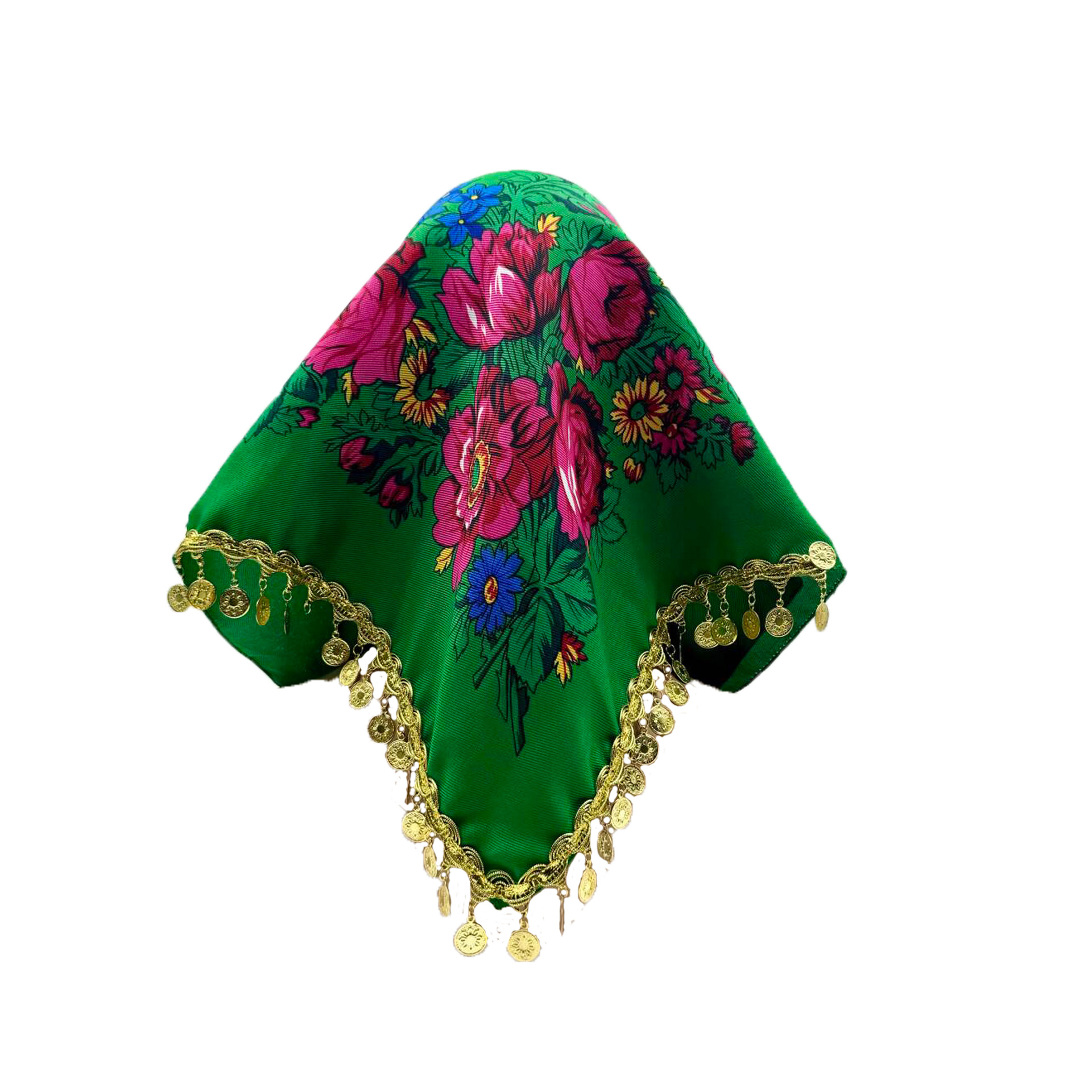 Écharpe carrée russe dorée scintillante à pompons pour femme, foulard de luxe à imprimé floral, bandana, pareo, bandeau pour femme, foulards et couvre-chefs féminins