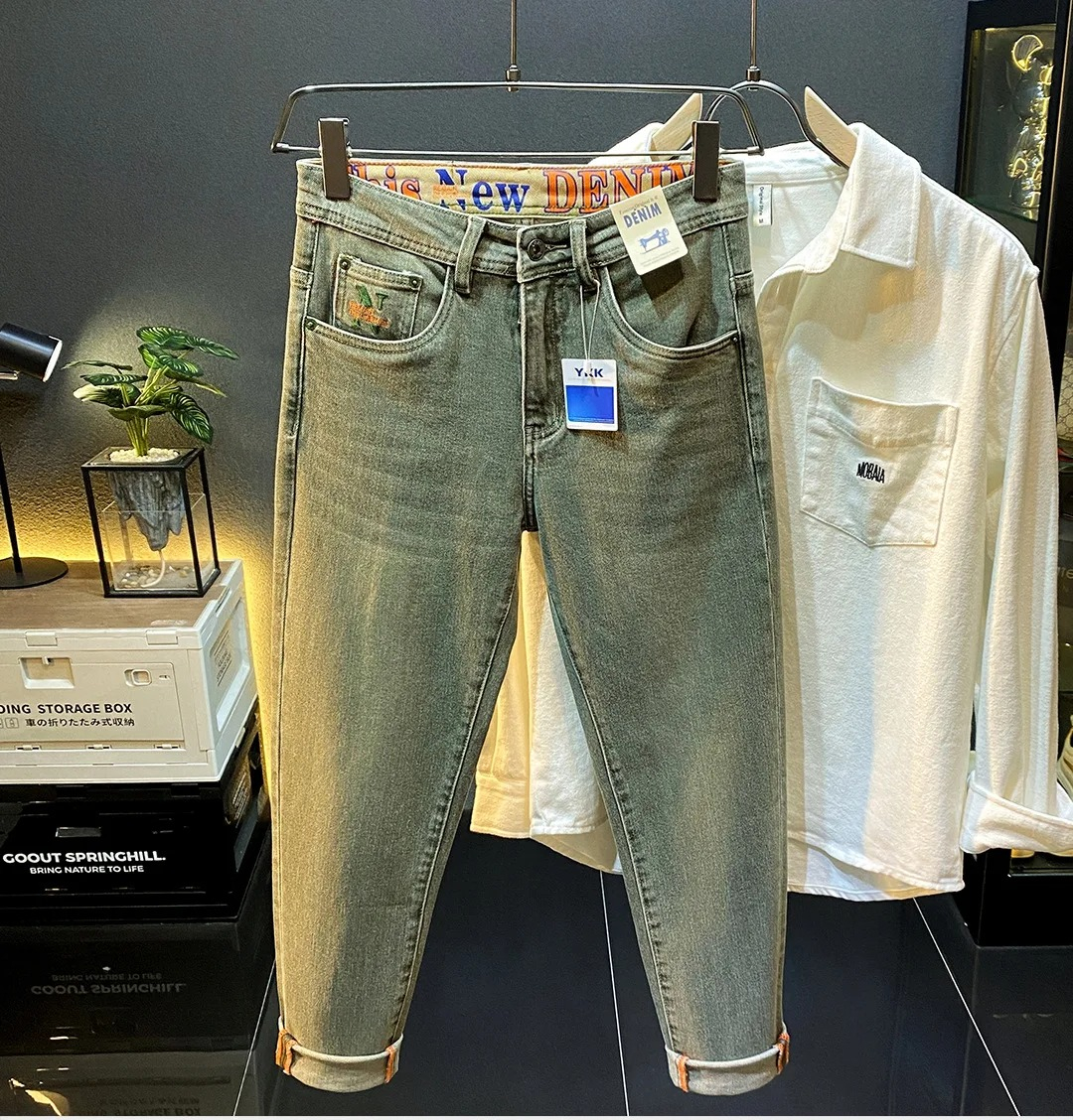 Jean Slim Fit pour Homme, Marque Américaine, Haut de Gamme, Droit, Décontracté, de Styliste, Rétro, en Coton, Polyvalent, Denim, Nouvelle Mode