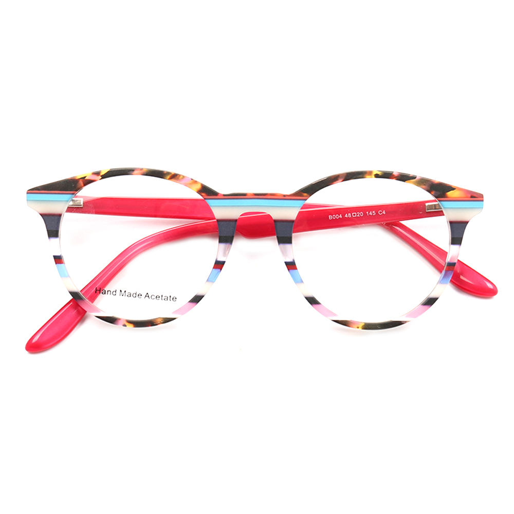 Femmes lunettes rondes montures hommes Vintage mode lunettes optiques montures lunettes rayées lunettes de Prescription bleu rose rouge
