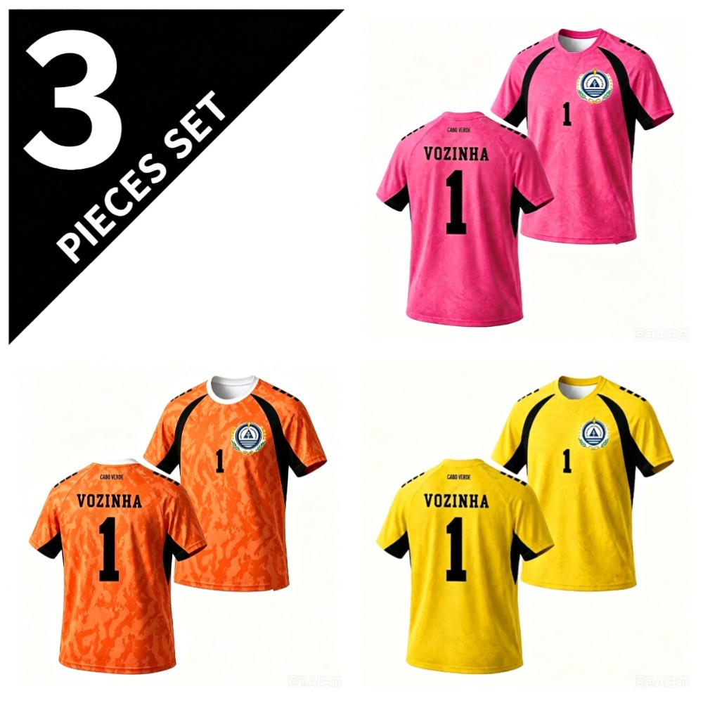 Maillot de football de gardien de but du Cap-Vert VOZINHA # 1 T-shirt d'été respirant décontracté à manches courtes, séchage rapide, haut de sport d'extérieur unisexe