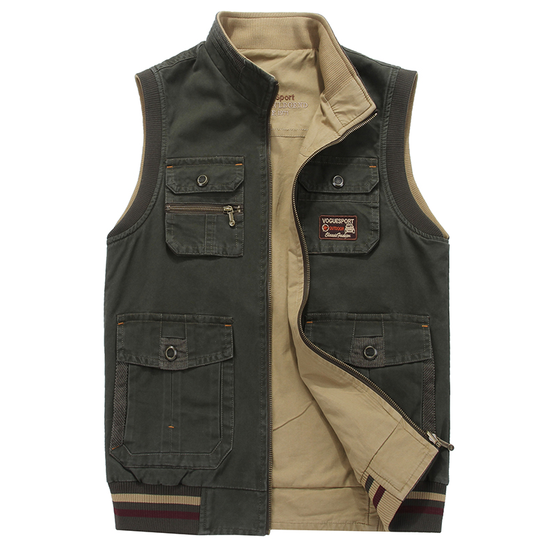 Automne hommes gilets sans manches photographe veste coton décontracté Multi poche gilet mâle gilet manteau grande taille 8XL