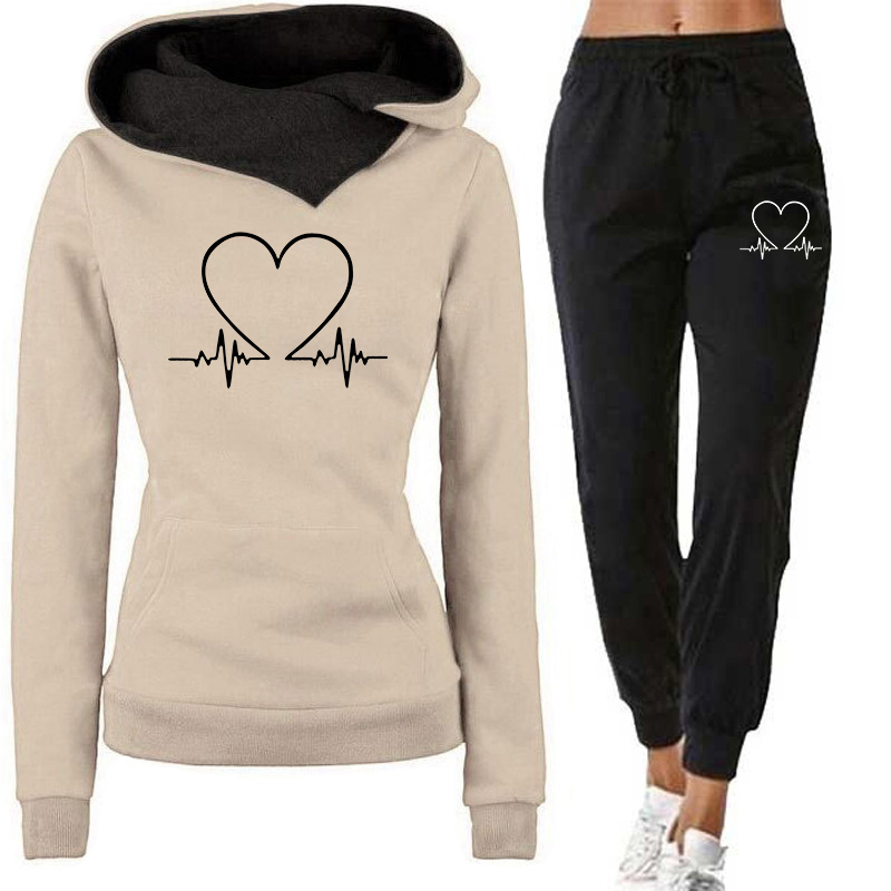 Femme survêtement deux pièces ensemble hiver sweats à capuche chauds + pantalons pulls femme Jogging femme vêtements sport costume tenues