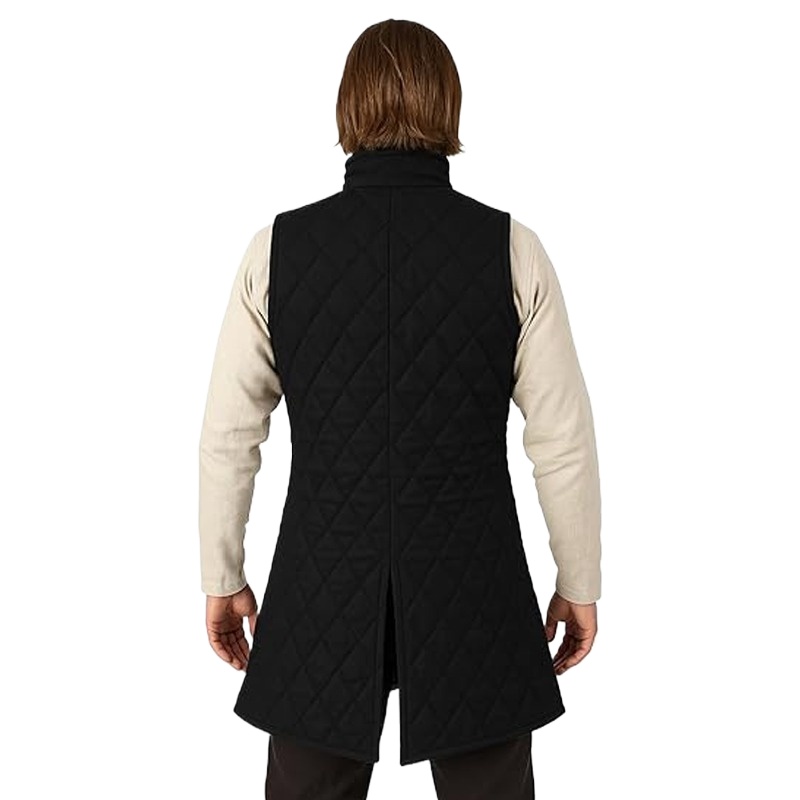 Gambeson Costume Aketon Armure Gilet en Coton Manteau Médiéval Viking Sans Manches Tenue LARP Veste de Chevalier avec Boucles pour Hommes Adultes