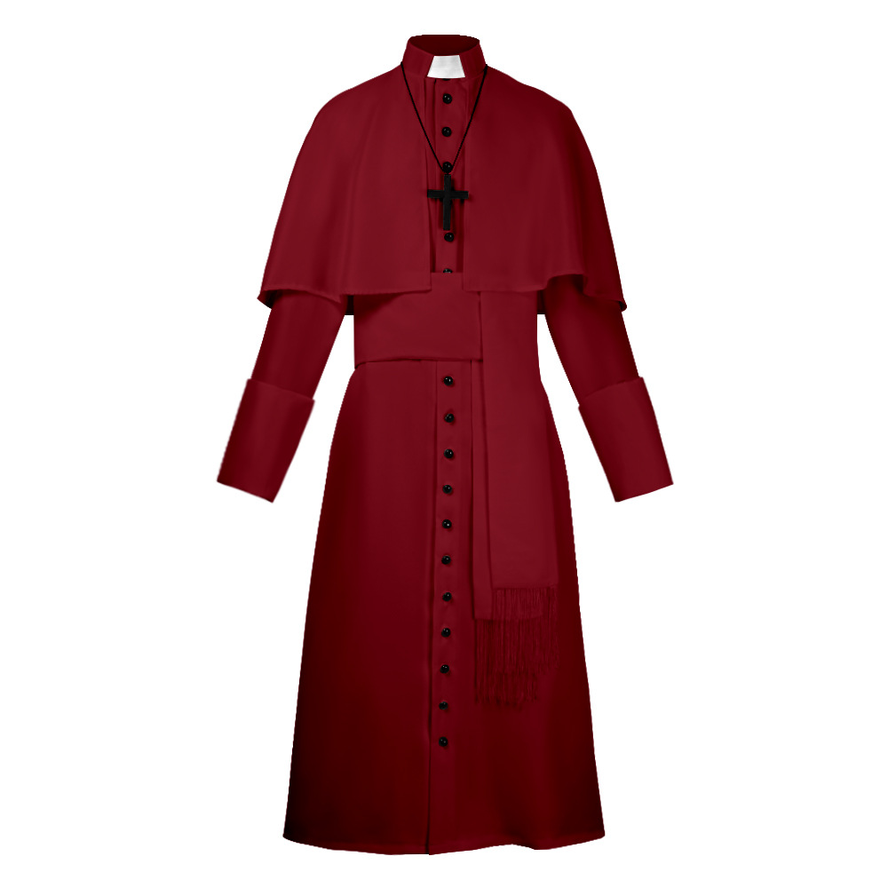 Tenue de prêtre médiévale et de prêtre, tenue de cosplay, quatre couleurs, robe rétro médiévale