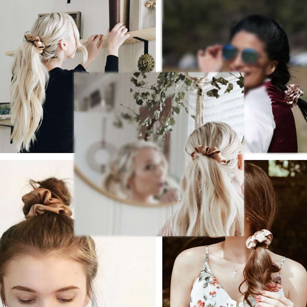 Grands chouchous en Satin de soie pour femmes, 10/40 pièces, élastiques, porte-queue de cheval, attaches de cheveux Vintage, accessoires pour femmes