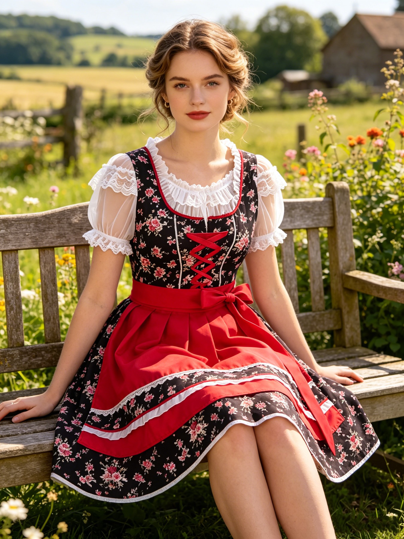 Costumes d'Oktoberfest pour femmes, robes Dirndl, tablier, ruban, robes Dirndl bavaroises allemandes, chemisier, costumes d'Oktoberfest pour femmes