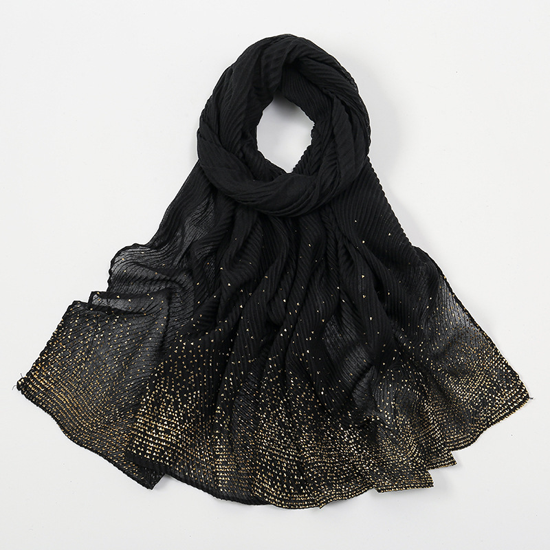Lurex-Châle en Viscose à Paillettes Dorées pour Femme, Écharpe Triangle Déformable, Design Bassic, Bande de Sauna Brillante, Hijab Musulman Solide Rond