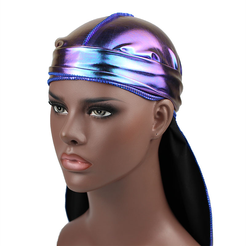 Durag coloré pour hommes, Turban soyeux à l'intérieur, casquette ondulée, accessoires pour cheveux, chapeau de Pirate