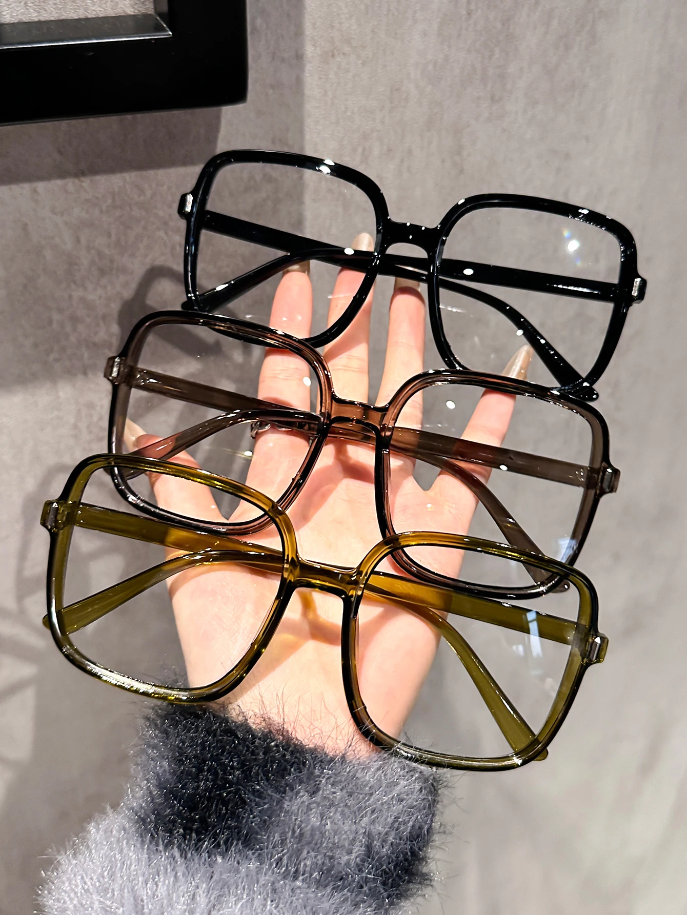 Lunettes carrées surdimensionnées sans Prescription, à la mode, avec cadre exquis, adaptées à un usage quotidien, 1 pièce/3 pièces