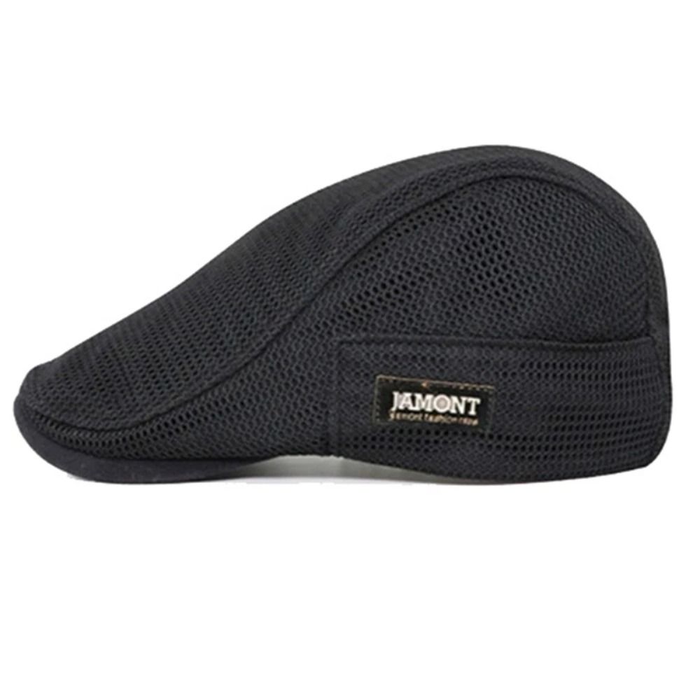 Béret ajustable uni pour homme, style coréen, casquette plate en maille de style newsboy, casquette plate à visière style britannique, été