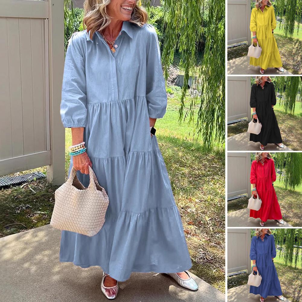 S-3XL grande taille vêtements Robes femmes Robes été automne ample rue décontracté 3XL grande taille bureau dame robe mi-longue surdimensionné